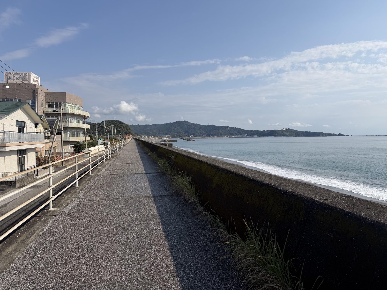 Riding the elevated seawall road
